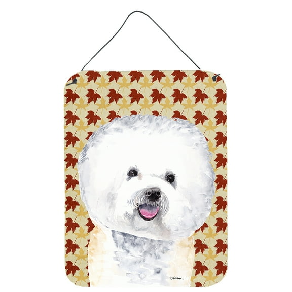 Carolines Treasures SC9201DS1216 Bichon Frise Fall Leaves Portrait Wall or Door Hanging Prints 12WX16H multicolor