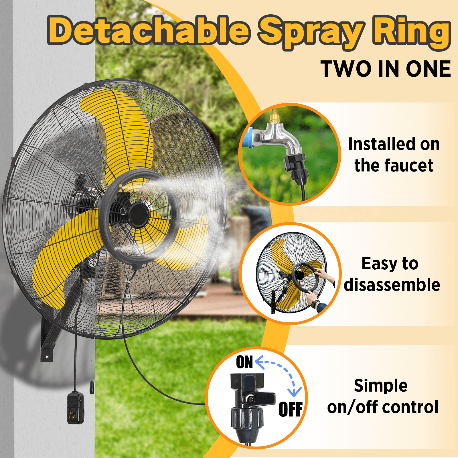 9300 CFM 30" Outdoor Wall Mount Misting Fans, High Velocity 3-Speed Waterproof Professional Oscillating Wall Fan, Heavy Duty Industrial Fan for Commercial, Garage, Warehouse, UL Listed