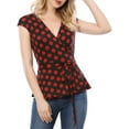 thumbnail image 4 of INSPIRE CHIC Women's Sleeveless V-Neck Self Tie Wrap Front Dotted Top XS Black, 4 of 8
