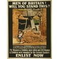 thumbnail image 2 of World War 1. Recruitment Poster Showing A Little Girl Holding A Baby Outside A Bomb-Damaged Building. The Text Asks, 2 of 2