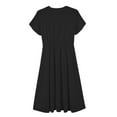 thumbnail image 5 of UoCefik Women's Summer Short Sleeve Maxi Dress 2025 Casual Crewneck Pleated A Line Flowy Long Dresses with Pockets Black M, 5 of 6