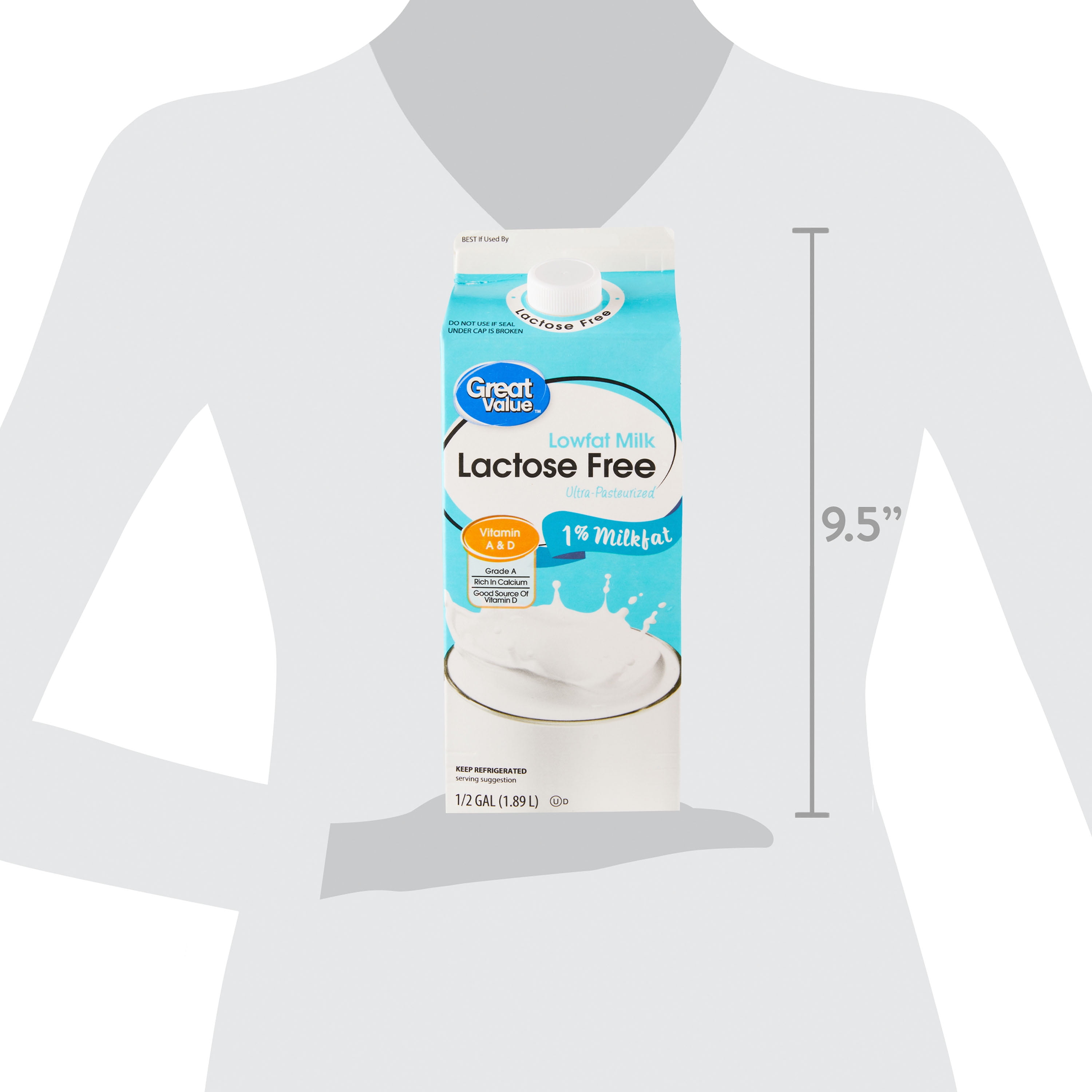 Great Value Lactose Free Low-fat Milk, Half Gallon, 64 fl oz