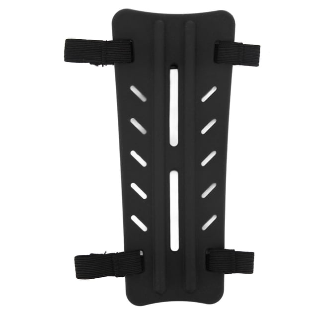 Protector de brazo de goma para tiro con arco, accesorio de caza con 2 hebillas de correa para adultos y niños, color negro