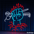 thumbnail image 2 of Craftnamesign Hand Fire Neon Sign, Barber LED Sign, Hair Salon Decor, 2 of 4
