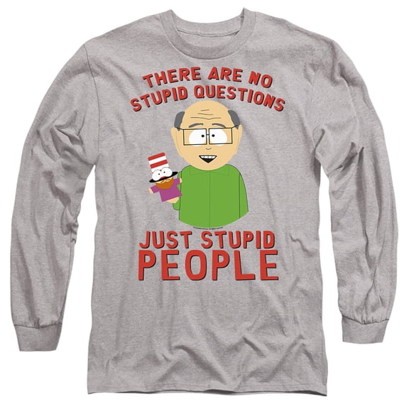 South Park No Stupid Questions Unisex Adult Long-Sleeve T Shirt,No Stupid Questions, Large