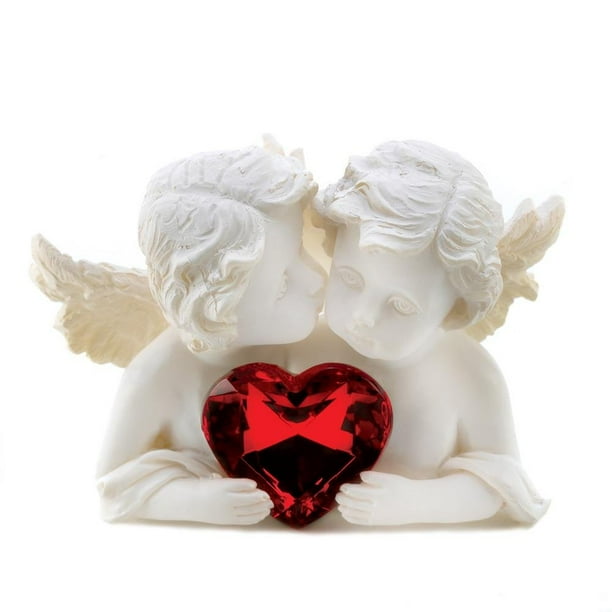 Angel Figurines And Statues, White Kissing Angels Figurines Polyresin