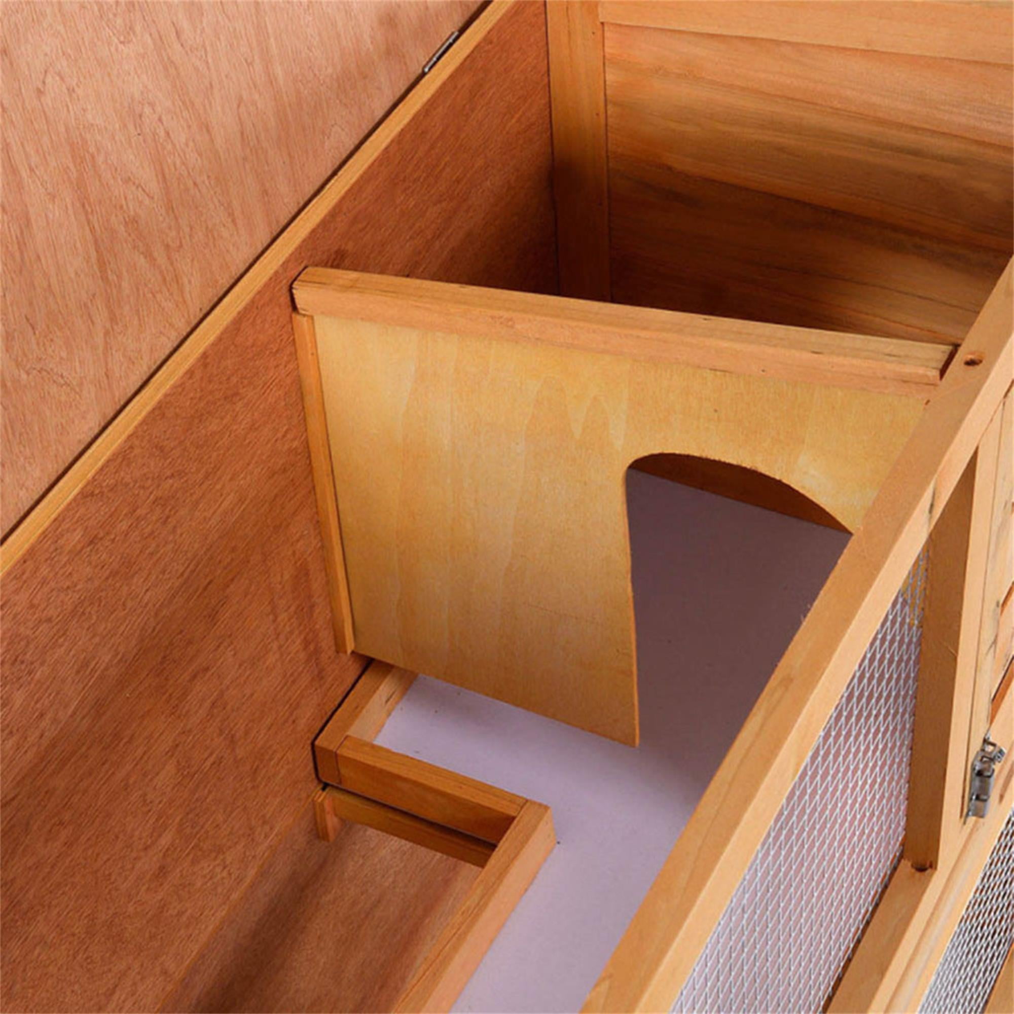 resenkos 35" Outdoor Rabbit Hutch with Run, 1 Door Bunny House Wood Small Animal House Pet Cage, Orange