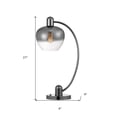 thumbnail image 3 of 27" Gunmetal Metal Table Lamp With Silver Metallic Globe Shade, 3 of 7