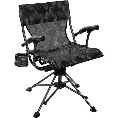 RedSwing 360° Swivel Hunting Chairs for Ground Blinds Portable Folding Camping Chairs for Adults Hunting Seats with Hard Arms for Outdoor Fishing Camping