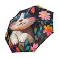 thumbnail image 2 of BZSMCE One-Touch Auto Open Close Rain Umbrella With Creative Colorful Cat Surrounded by Flowers Pattern, 2 of 7