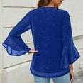 thumbnail image 7 of aohooy Ruffle 3/4 Sleeve Blouses for Women Casual Elegant Dressy V Neck Double Layers Mesh Trendy Holiday Tunic Tops 2025 Blue,L, 7 of 7