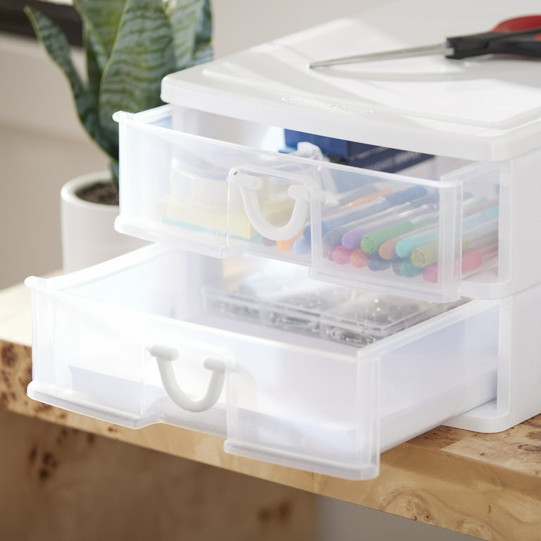 Gracious Living Clear Mini 3 Drawer Desk and Office Organizer with White Finish