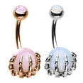 thumbnail image 5 of Stainless Steel Navel Rings Skull Hand Holding Natural Stone Belly Rings Versatile Belly Button Rings Party Accessories, 5 of 6