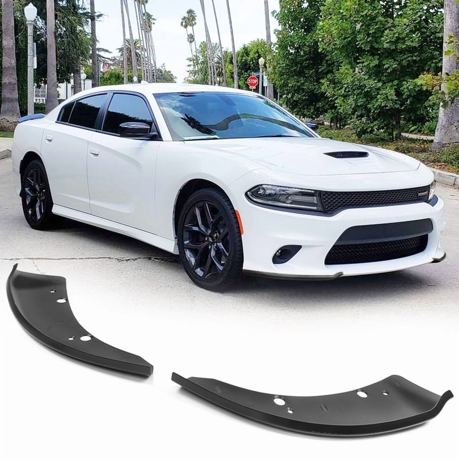 Ikon Motorsports Compatible with 15-23 Dodge Charger SRT Scat Pack Front Bumper Lip Splitter Matte Black