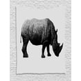 thumbnail image 1 of Rhino Tapestry, Polygonal Animal Line Art Arrangement with Angled Striped Monochrome, Wall Hanging for Bedroom Living Room Dorm Decor, 40W X 60L Inches, Charcoal Grey and White, by Ambesonne, 1 of 2