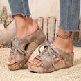 thumbnail image 1 of HTHLVMD Chaussures d'Été Bohèmes Légères, Sandales à Enfiler Compensées en Liège Décorées de Rivets pour Femmes, Sandales Compensées en Liège et Sandales à Plateforme, Sandales Orthopédiques Compensées Confortables pour Femmes à Plateforme d'Été en Liège, Kaki 7.5, 1 of 7