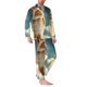 thumbnail image 2 of Balery Starry Sky Cloud Cute Rabbit Pijama para Hombre de Dos Piezas con Manga Larga, Conjunto de Dormir y Descanso Suave con Bolsillos-Small, 2 of 7