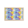 thumbnail image 1 of Geometric Wall Art with Frame, Memphis Style Repetitive Pattern of Shapes in Modern Abstract Tones, Printed Fabric Poster for Bathroom Living Room, 35" x 23", Blue and Multicolor, by Ambesonne, 1 of 2