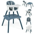 thumbnail image 1 of Babyjoy 4 in 1 Baby High Chair Convertible Toddler Table Chair Set with PU Cushion Blue White, 1 of 10