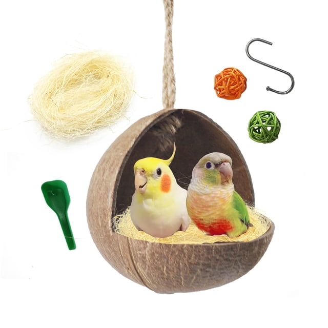 Nido para Pájaros kathson Casita Natural de Cáscara de Coco 27x14cm