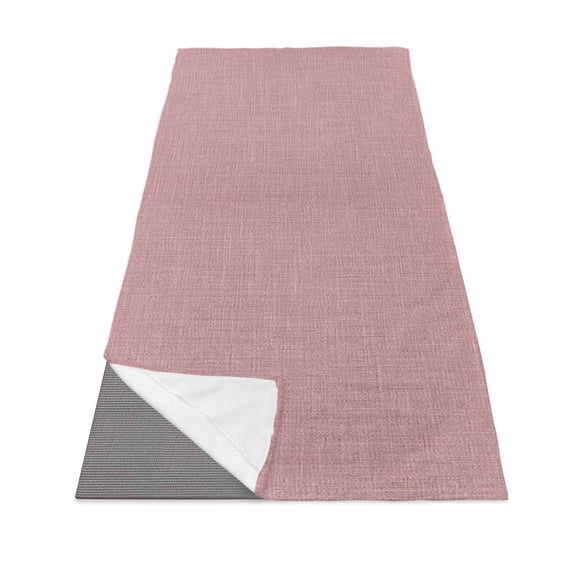 Vintage Nude Pink Yoga Towel for Hot Yoga Non Slip, Farmhouse Retro Solid Color Linen Texture Yoga Mat Towel Absorbent Yoga Sweat Towels Microfiber Hot Yoga Blanket for Bikram Pilates 26"x74"