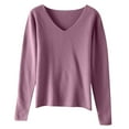thumbnail image 4 of UAMVSH Sweaters for Women Soft Basic Lightweight Pullover Tops Comfy Long Sleeve V Neck Knitted Sweaters Fall Fashion Outfits(X-Large,Purple 1), 4 of 4