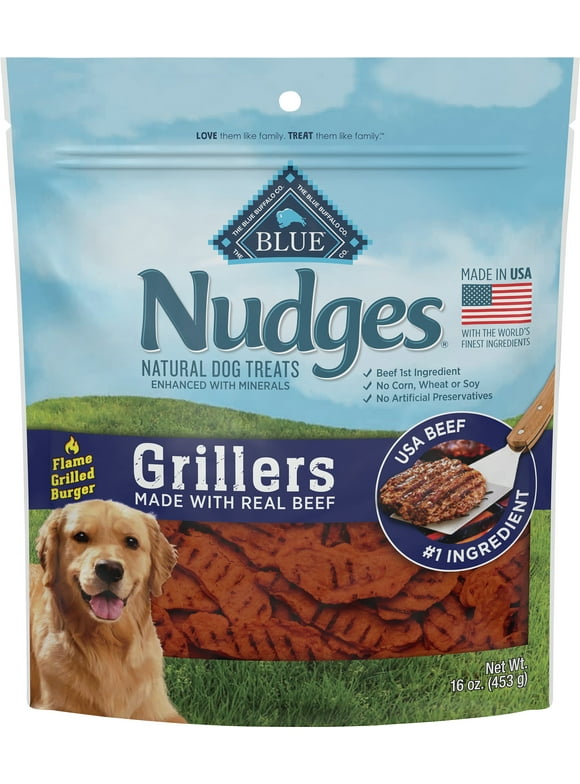 Blue Buffalo Nudges Grillers Natural Dog Treats, Beef, 16oz Bag