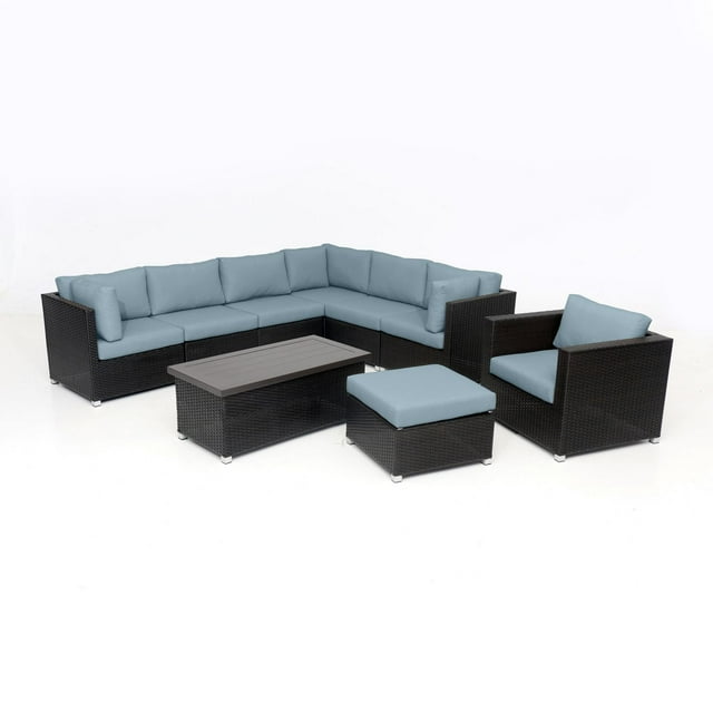 Innesbrook Collection Ensemble de conversation de patio en aluminium 9 pièces avec coussins de spa