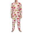 thumbnail image 3 of Salouo Hand Drawn Strawberry Print Button-Front Long Sleeve Pajama Set for Men, Soft 2Pjs Men's Long Sleeve Sleepwear-Large, 3 of 7