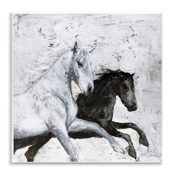 Stupell Industries Farmhouse Wild Horses Racing Abstraction Wall Plaque Art, 12 x 12, by Design Fabrikken