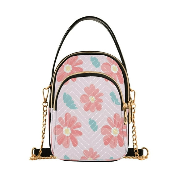 ALAZA Chain Crossbody Bags for Women Floral Flowers Shoulder Handbag Phone Purse