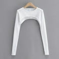 thumbnail image 4 of Women's Super Cropped Sweater Boleros Shrugs Casual Long Sleeve Ribbed Pullover Tops Crew Neck Crop Tops Gifts, 4 of 19
