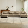 thumbnail image 4 of FFH 166" Modular Sectional Sofa, U Shaped Couch for Living Room, 4-Seater Comfy Cloud Couch with Deep Seat (Velvet Camel, 4 Seater with 2 Ottomans), 4 of 11