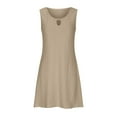 thumbnail image 5 of Fartey Womens Hollow Out Dresses Loose Breathable Solid Color Beach Tank Dress Summer Sleeveless Crew Neck Dress Casual Beach Vacation Sundress Khaki L, 5 of 7