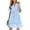 Light Blue, variant on FreshPretty Women's Summer Dresses Casual Short Sleeve V Neck Ruffle Floral Print High Waist Flowy Mini Dress with Belt