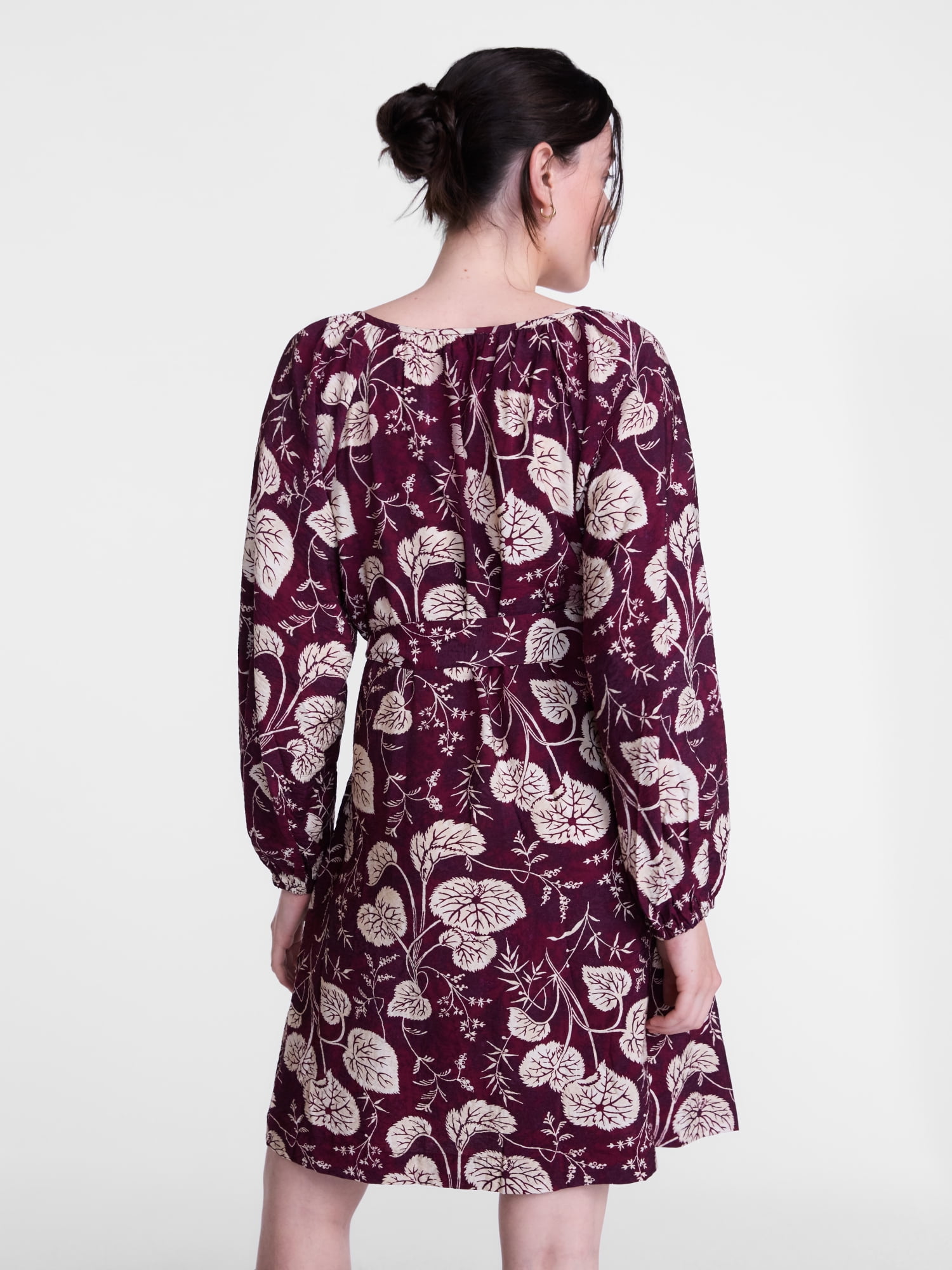 Scenario Women's and Women's Plus Mini Dress with Long Balloon Sleeves, Sizes XS-4X