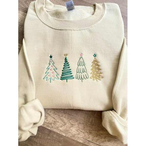 Embroidered Cute Christmas Tree Sweatshirt