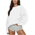 thumbnail image 2 of BLVB Crewneck Sweatshirts for Women No Hood Fall Casual Long Sleeve Pullover Tops Loose Sweatshirt Winter Outfits, 2 of 5