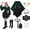 Green and Black, variant on MYATED 8PCS Women Elf Costume Renaissance Traditional Irish Dress,Medieval Dress,Fairy Costume Suitable for Halloween Cosplay (Khaki and Brown,S)