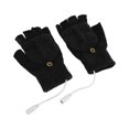 thumbnail image 4 of Guantes calefactados USB con dobladillo completo y parte trasera media, cálidos, de punto, sin dedos, para el hogar y la oficina, color negro, 4 of 10