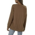 thumbnail image 3 of Babysbule Womens Tops Long Sleeve Women's Casual Solid Color Round Neck Loose Pocket Long Sleeve Sweatshirt, 3 of 6