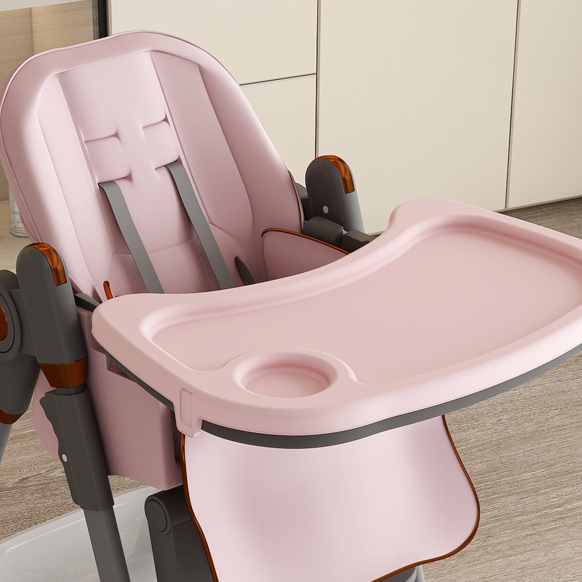 Alvantor Portable Baby High Chair for Infant and Toddler with Safety Belt, Pink