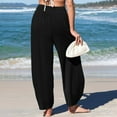 thumbnail image 6 of BLVB Womens Baggy Wide Leg Pants Casual Elastic Waisted Palazzo Harem Pants Boho Beach Vacation Outfits with Pockets, 6 of 6