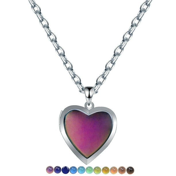 Collar con cadena de acero inoxidable con forma de corazón y foto de amor, con diseño de nicho de lujo, ligero y combinable para mujer, con cambio de color sensible a la temperatura