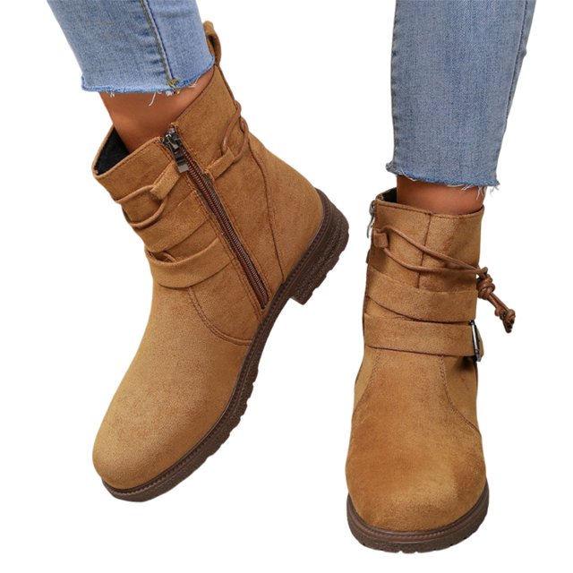 Botas Punta Redonda A La Cortas Informales para Mujer Cómodas Montar Y Escalar