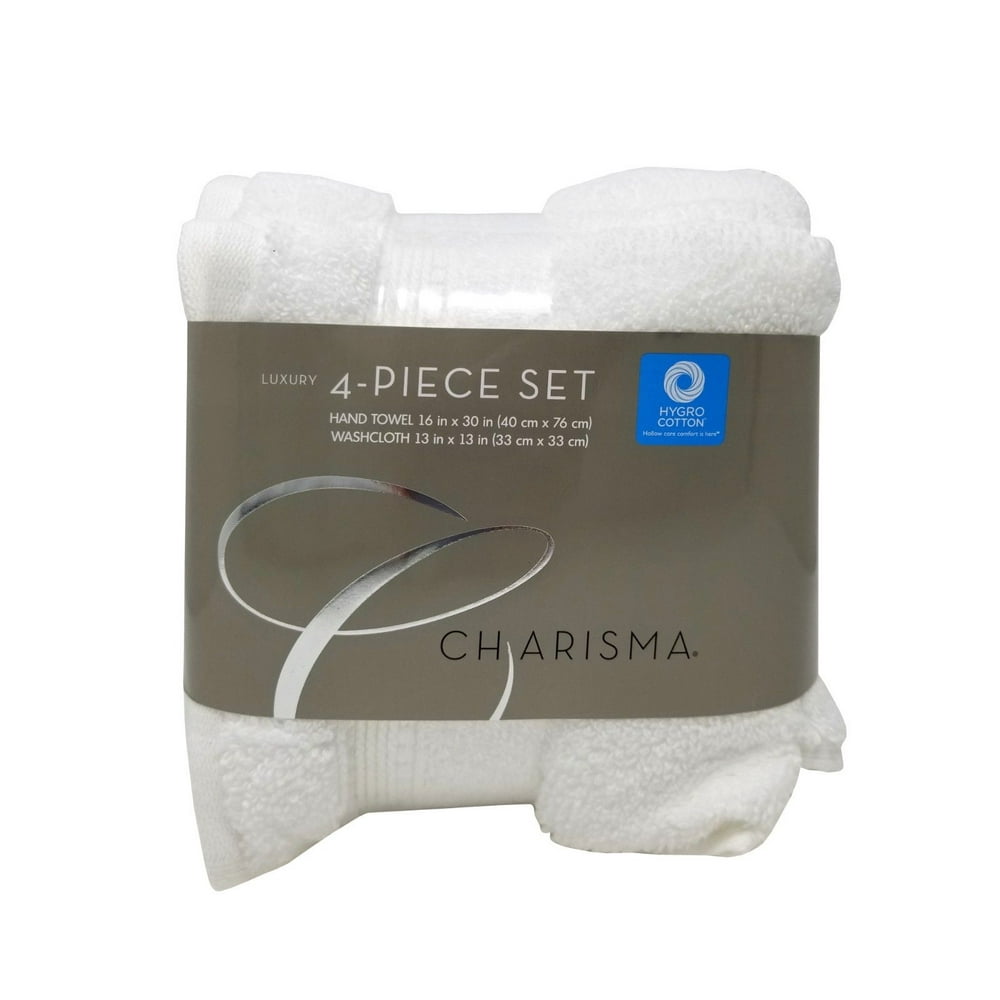 Charisma Luxury 100 Hygro Cotton Hand Towels & Wash Cloths 4 Piece Set