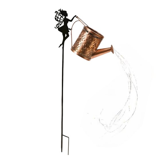 DVKOVI Solar Fairy Decorative Pile Light with Watering Can Metal Outdoor Decorations Chandelier Lamp for Courtyard Path