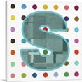 thumbnail image 1 of ARTCANVAS Fun Polka Dots Letter S Canvas Art Print - Size: 12" x 12" (0.75" Deep), 1 of 9