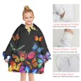thumbnail image 6 of Black Blue Orange Butterfly Pattern Blanket Hoodies for Kids 6-13YR Oversize Wearable Blanket Hoodies for Boys Girls Teens, 6 of 7