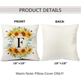 thumbnail image 2 of Monogram Letter F Summer Sunflower Throw Pillow Covers 18x18 Inch, Floral Bee Pillows Covers Decorative Family Last Name Initial Throw Pillowcase Decor for Couch Sofa, 2 of 6